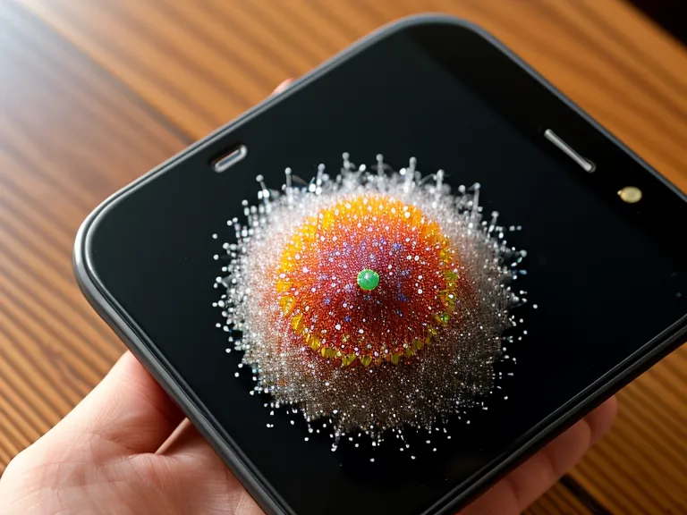 Close-up of a smartphone screen showing a Japanese grammar lesson on particles.
