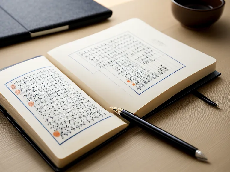 Handwritten Japanese grammar notes in a notebook with a stylus pen.