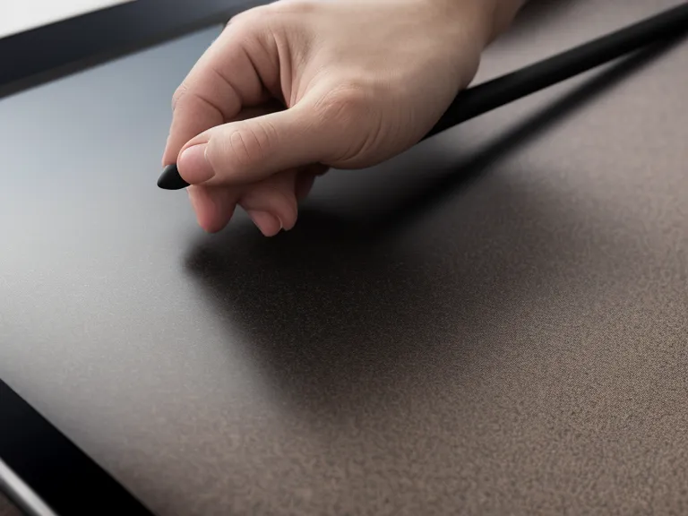 Close-up of an Apple Pencil tracing a Japanese Kanji character on a tablet.