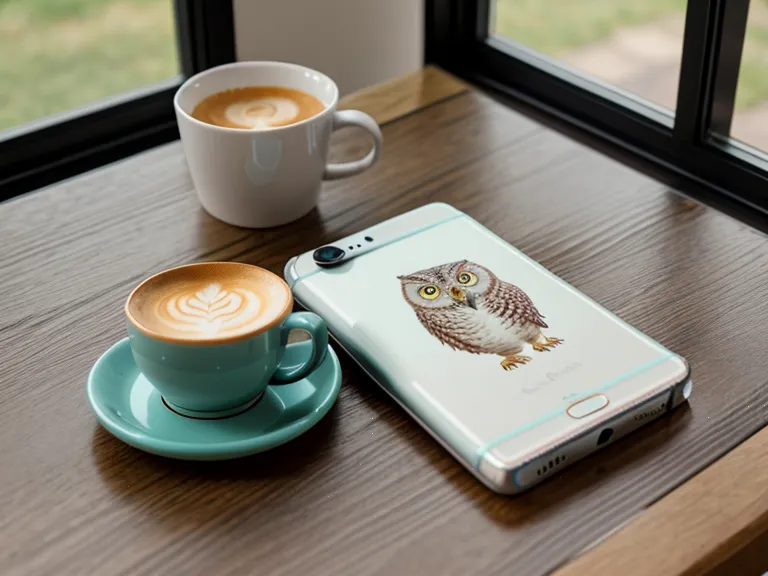 A smartphone with a gamified language app next to a coffee cup.