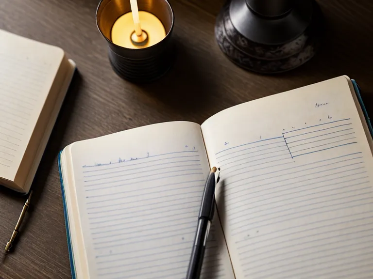 Handwritten Italian grammar notes in a notebook with glasses resting on top.